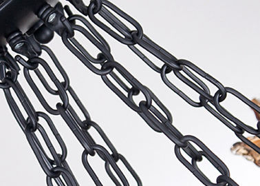 สีดำ 8 ไฟตกแต่งบ้าน Wrought Iron Chandelier ด้วยเฉดสีแก้วสีเหลืองอำพัน