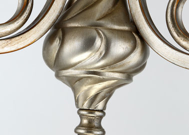 เงิน / โลหะทองและกระจกวินเทจ Wrought Iron Chandelier ด้วยเฉดสี, ​​6 ไฟ 600W E27