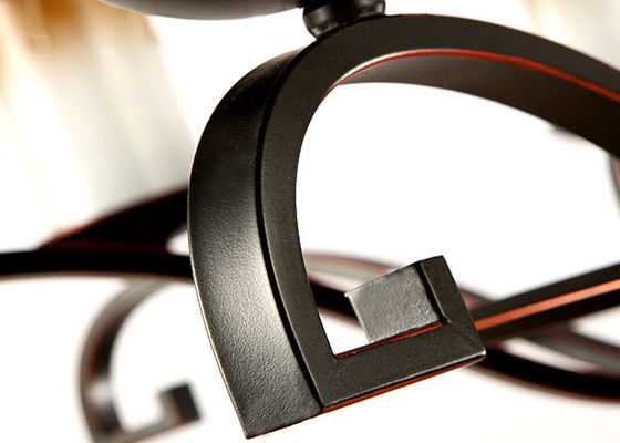 ร่วมสมัย Wrought Iron แก้วเป่าโคมไฟระย้าโคมไฟสำหรับห้องนั่งเล่น / ห้องนอน