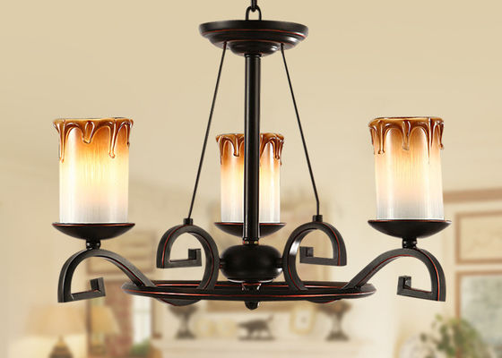 3 ไฟบอร์โดคลาสสิก Wrought Iron Chandelier, ห้องรับประทานอาหารโคมไฟระย้าโคมไฟ