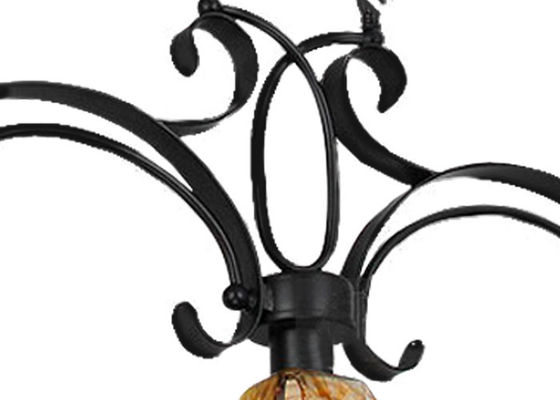 แก้วสีเหลืองอำพัน Shade Wrought Iron Chandelier ไม่ซ้ำ / ชนบท / สไตล์ Retro 3 แสง E27 Base