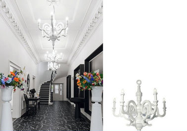 แม็กซ์สีขาว 40W โคมไฟระย้าโรงแรมเรซิ่น / ไม้โคมไฟระย้าสำหรับร้านอาหาร / โรงแรมตกแต่ง
