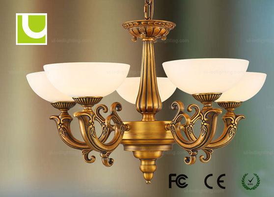 ย้อนยุคทองแดงตกแต่ง 5 PCS E27 ไฟ LED โคมไฟระย้าสำหรับโรงแรม / วิลล่า
