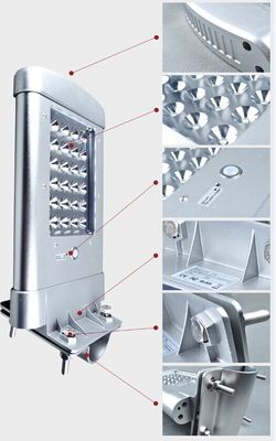 6m สูง 12W ไฟร้อน White Bridgelux IP66 กลางแจ้งแบบบูรณาการพลังงานแสงอาทิตย์ไฟถนน