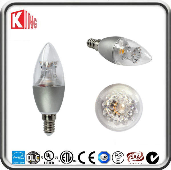 360 องศาหรี่แสงได้นำเส้นใยเทียนหลอดไฟ 5W E14 ตกแต่งสำหรับโคมไฟระย้า